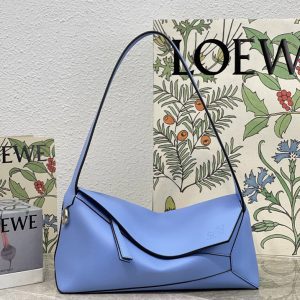 Replica Loewe Puzzle Hobo bag in Blue nappa calfskin