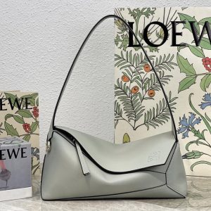 Replica Loewe Puzzle Hobo bag in Gray nappa calfskin