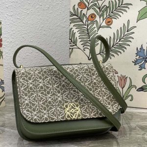 Replica Loewe Small Goya bag in Green Anagram jacquard and calfskin