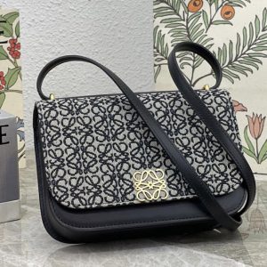 Replica Loewe Small Goya bag in Navy/Black Anagram jacquard and calfskin