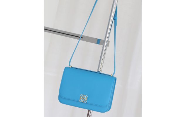 Replica Loewe Goya bag in Blue silk calfskin