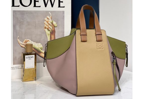 Replica Loewe Small Hammock bag in Tan/Purple classic calfskin