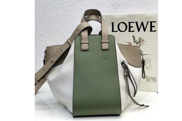 Replica Loewe Small Hammock bag in Green/White classic calfskin