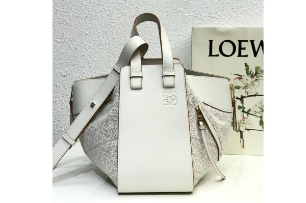 Replica Loewe Small Hammock bag in Ecru/Soft White Anagram jacquard and calfskin