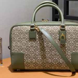 Replica Loewe Amazona 28 bag in Green/Avocado Green Anagram jacquard and calfskin