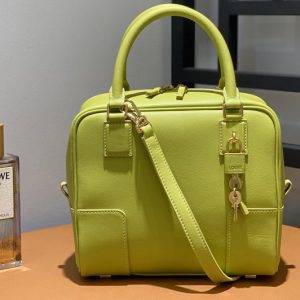 Replica Loewe Amazona 19 square bag in Lime Yellow nappa calfskin