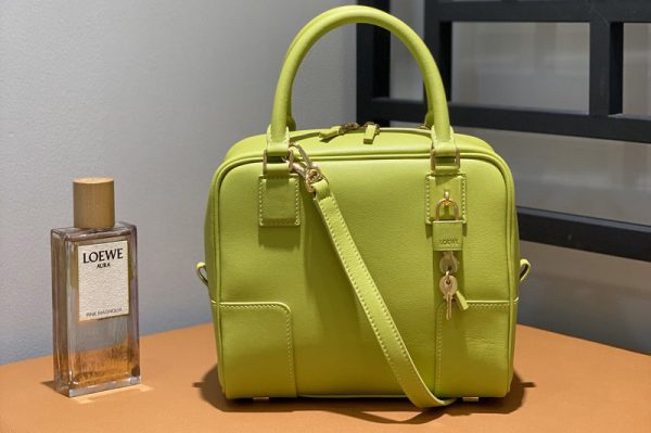 Replica Loewe Amazona 19 square bag in Lime Yellow nappa calfskin