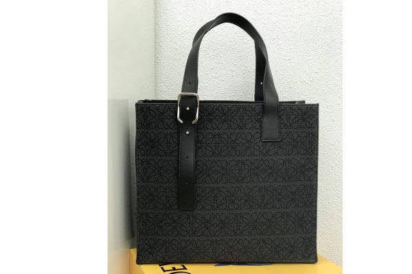 Replica Loewe Buckle Tote in Anthracite/Black Anagram jacquard and calfskin