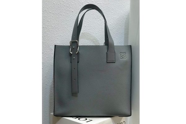 Replica Loewe Buckle tote bag in Gray soft grained calfskin