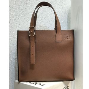 Replica Loewe Buckle tote bag in Brown soft grained calfskin