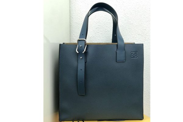 Replica Loewe Buckle tote bag in Blue soft grained calfskin