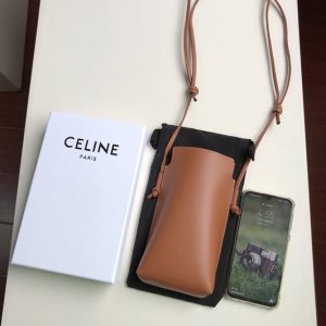 Replica Celine 10F683 Phone Pouch in Tan Smooth Lambskin