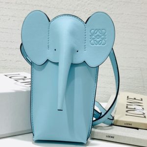 Replica Loewe Elephant Pocket in Pacific Aqua classic calfskin