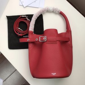 Replica Celine 187243 Big Bag Nano Bucket Bag in Red Smooth Calfskin Leather