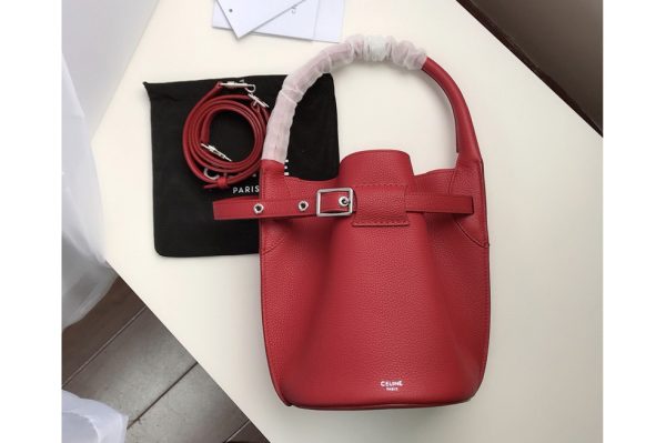 Replica Celine 187243 Big Bag Nano Bucket Bag in Red Smooth Calfskin Leather