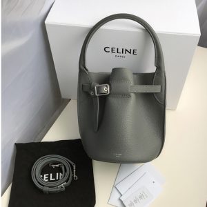 Replica Celine 187243 Big Bag Nano Bucket Bag in Gray Smooth Calfskin Leather