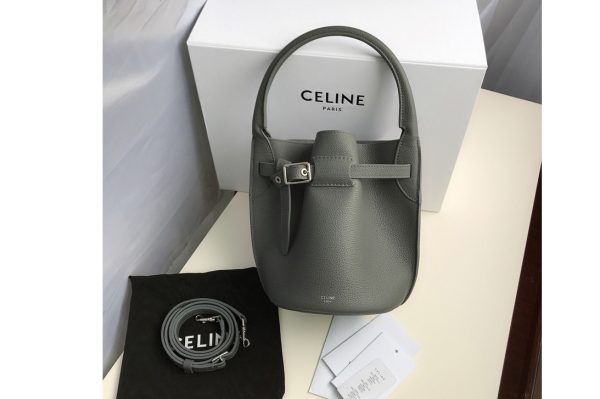 Replica Celine 187243 Big Bag Nano Bucket Bag in Gray Smooth Calfskin Leather