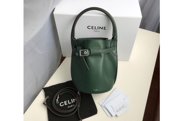 Replica Celine 187243 Big Bag Nano Bucket Bag in Green Smooth Calfskin Leather