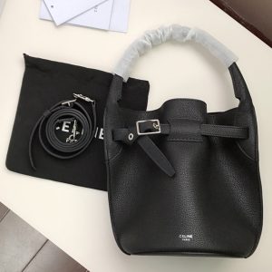 Replica Celine 187243 Big Bag Nano Bucket Bag in Black Smooth Calfskin Leather