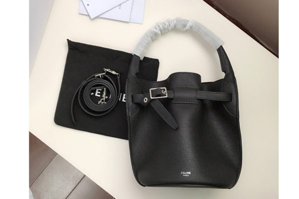 Replica Celine 187243 Big Bag Nano Bucket Bag in Black Smooth Calfskin Leather