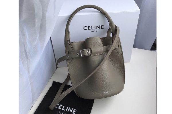 Replica Celine 187243 Big Bag Nano Bucket Bag in Light Khaki Smooth Calfskin Leather