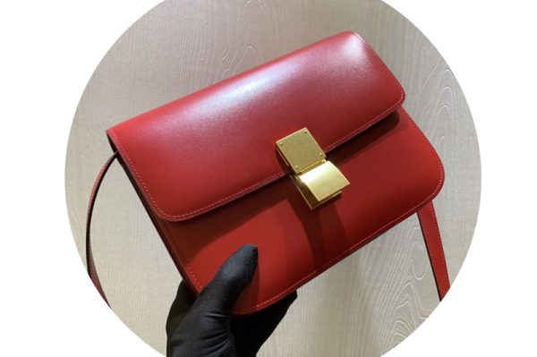 Replica Celine 189173 Medium Classic Bag in Red box calfskin Leather