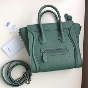 Replica Celine 189243 Nano Luggage Bag in Celadon Drummed Calfskin Leather