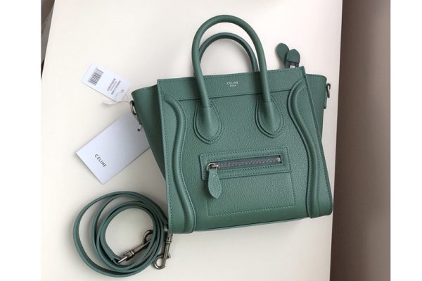 Replica Celine 189243 Nano Luggage Bag in Celadon Drummed Calfskin Leather