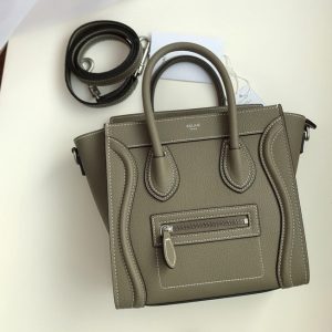 Replica Celine 189243 Nano Luggage Bag in White Drummed Calfskin Leather