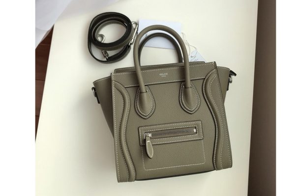 Replica Celine 189243 Nano Luggage Bag in White Drummed Calfskin Leather