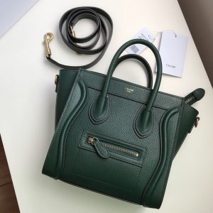 Replica Celine 189243 Nano Luggage Bag in Light Green Drummed Calfskin Leather