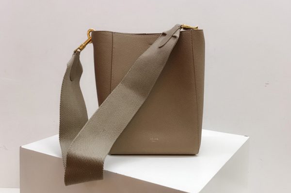 Replica Celine 189303 sangle small bucket bag in Taupe soft grained calfskin