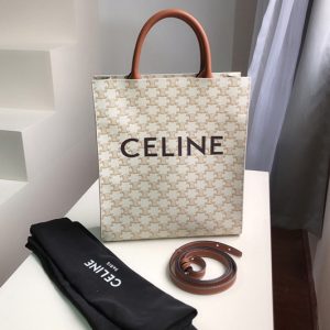 Replica Celine 191542 small vertical cabas Bag in White triomphe canvas