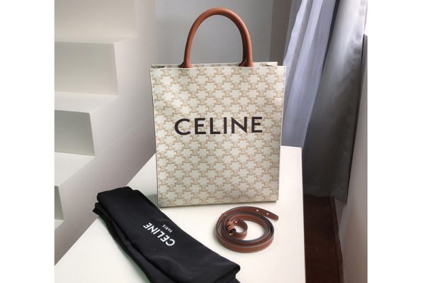 Replica Celine 191542 small vertical cabas Bag in White triomphe canvas