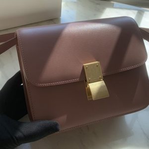 Replica Celine 192523 Teen Classic Bag in Pink box calfskin Leather