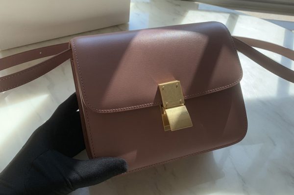 Replica Celine 192523 Teen Classic Bag in Pink box calfskin Leather