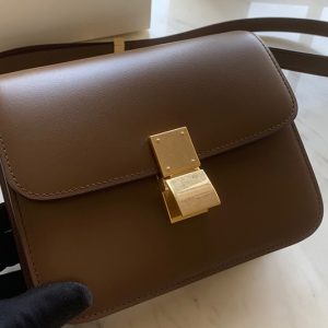 Replica Celine 192523 Teen Classic Bag in Apricot box calfskin Leather