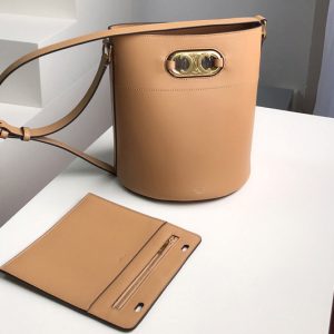 Replica Celine 193043 bucket maillon triomphe Bag in Sand natural calfskin