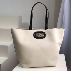 Replica Celine 193152 cabas maillon triomphe Bag in White textile and calfskin