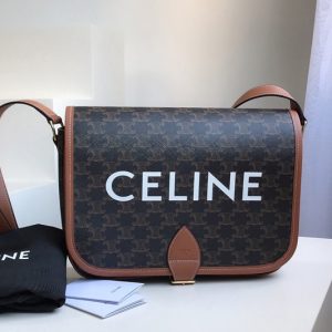 Replica Celine 193902 messenger folco bag in triomphe canvas with Tan CALFSKIN