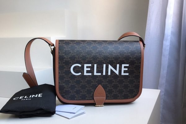 Replica Celine 193902 messenger folco bag in triomphe canvas with Tan CALFSKIN