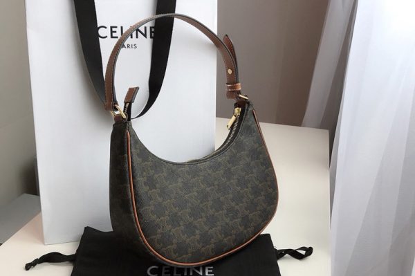 Replica Celine 193952 Ava Triomphe Bag in Triomphe Canvas and calfskin