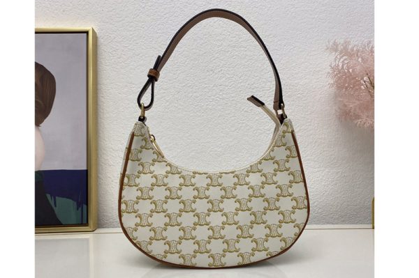 Replica Celine 193952 ava bag in White triomphe canvas and calfskin