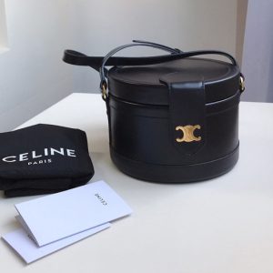 Replica Celine 195193 medium tambour bag in Black smooth calfskin