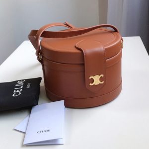 Replica Celine 195193 medium tambour bag in Tan smooth calfskin