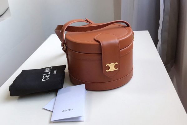 Replica Celine 195193 medium tambour bag in Tan smooth calfskin