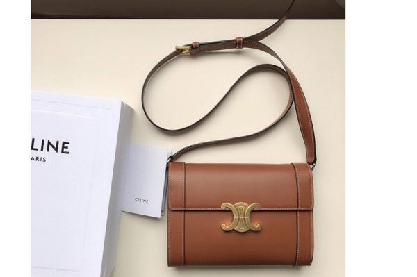 Replica Celine 195263 Strap bag triomphe in Tan natural calfskin