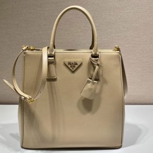 Replica Prada 1BA304 Prada Medium Galleria Saffiano Leather Bag in Beige Leather