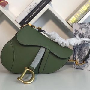 Replica Dior M0446 Saddle bag in Green embossed Grained calfskin Leather