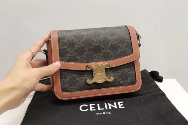 Replica Celine 18888 TEEN TRIOMPHE BAG IN TRIOMPHE CANVAS AND CALFSKIN